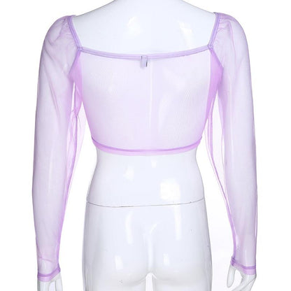 Kinky Cloth 200000791 Lavender Sheer Transparent Crop Top