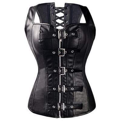 Kinky Cloth 200001885 Leather 850 / 4XL Leather Buckle and Zipper Corset