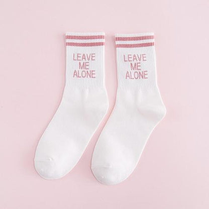 Kinky Cloth Socks Pink Leave Me Alone Socks