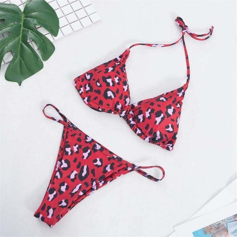 Kinky Cloth 200004279 Red Leopard / S Leopard Print Bikini Set