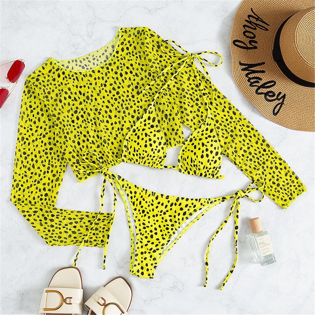 Kinky Cloth Yellow Leopard / S Leopard Print Bikini Set Swimwear