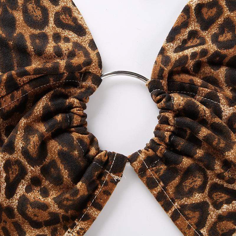 Kinky Cloth Leopard / L Leopard Print Halter Top
