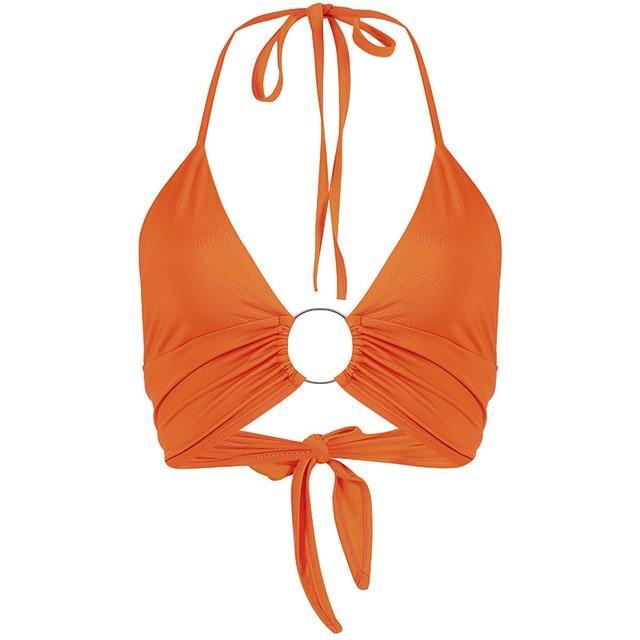 Kinky Cloth Orange / L Leopard Print Halter Top