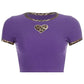 Kinky Cloth 200000791 Purple / S Leopard Print Patchwork Heart Ribbed T-Shirt