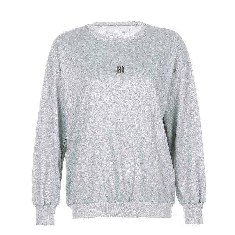 Kinky Cloth 200000348 Gray / S Letter M Embroidery Loose Sweatshirt