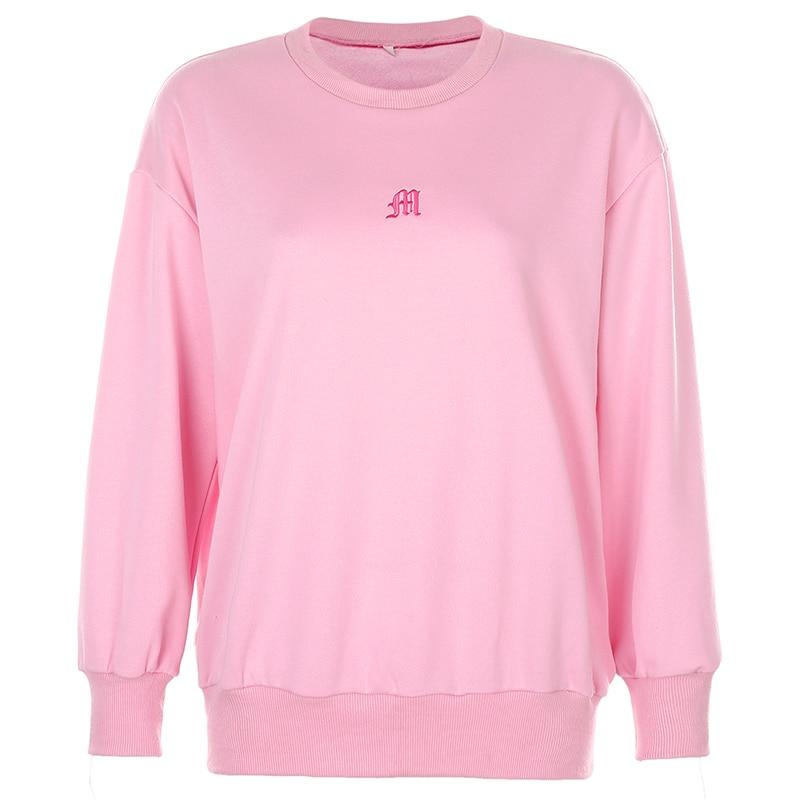 Kinky Cloth 200000348 Pink / S Letter M Embroidery Loose Sweatshirt