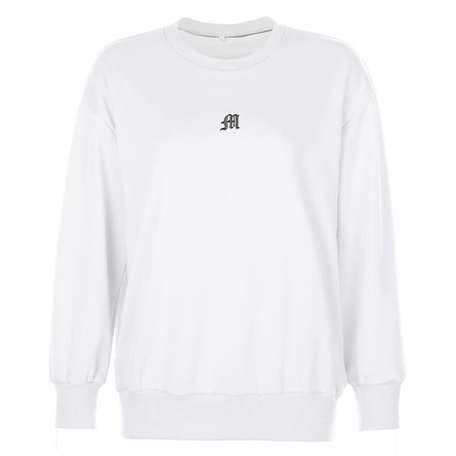Kinky Cloth 200000348 White / S Letter M Embroidery Loose Sweatshirt