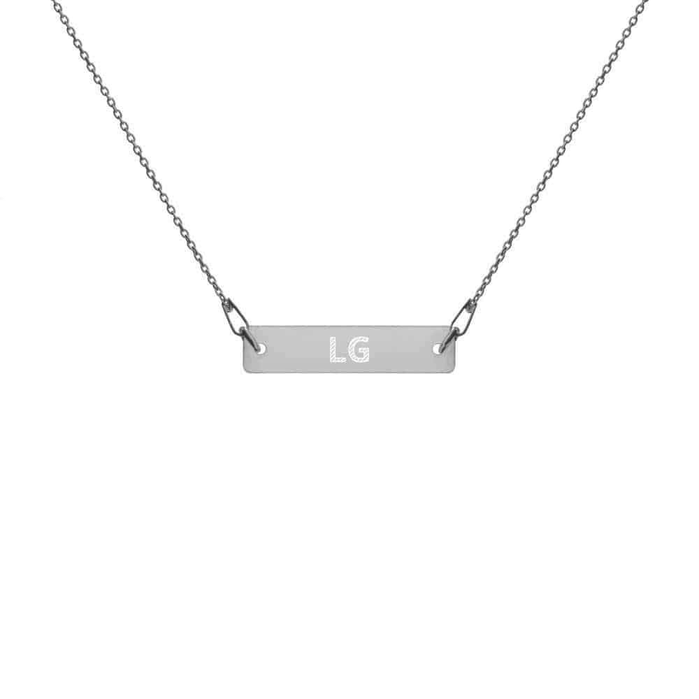 Kinky Cloth Black Rhodium / 16" LG Little Girl Engraved Silver Chain Necklace