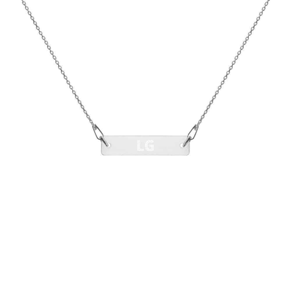 Kinky Cloth White Rhodium / 16" LG Little Girl Engraved Silver Chain Necklace