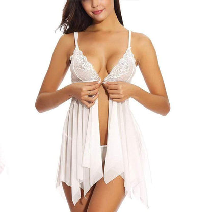 Kinky Cloth 200001895 White / S Lingerie Mesh Floral G-string Nightdress