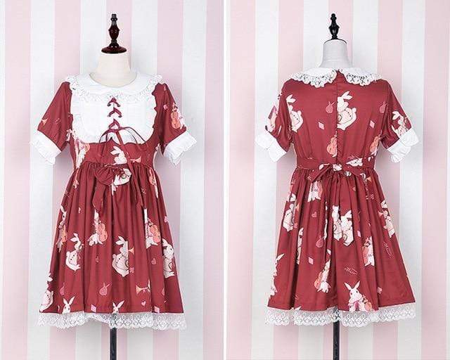 Kinky Cloth Red Short Sleeves / S Lolita Bunny Dress