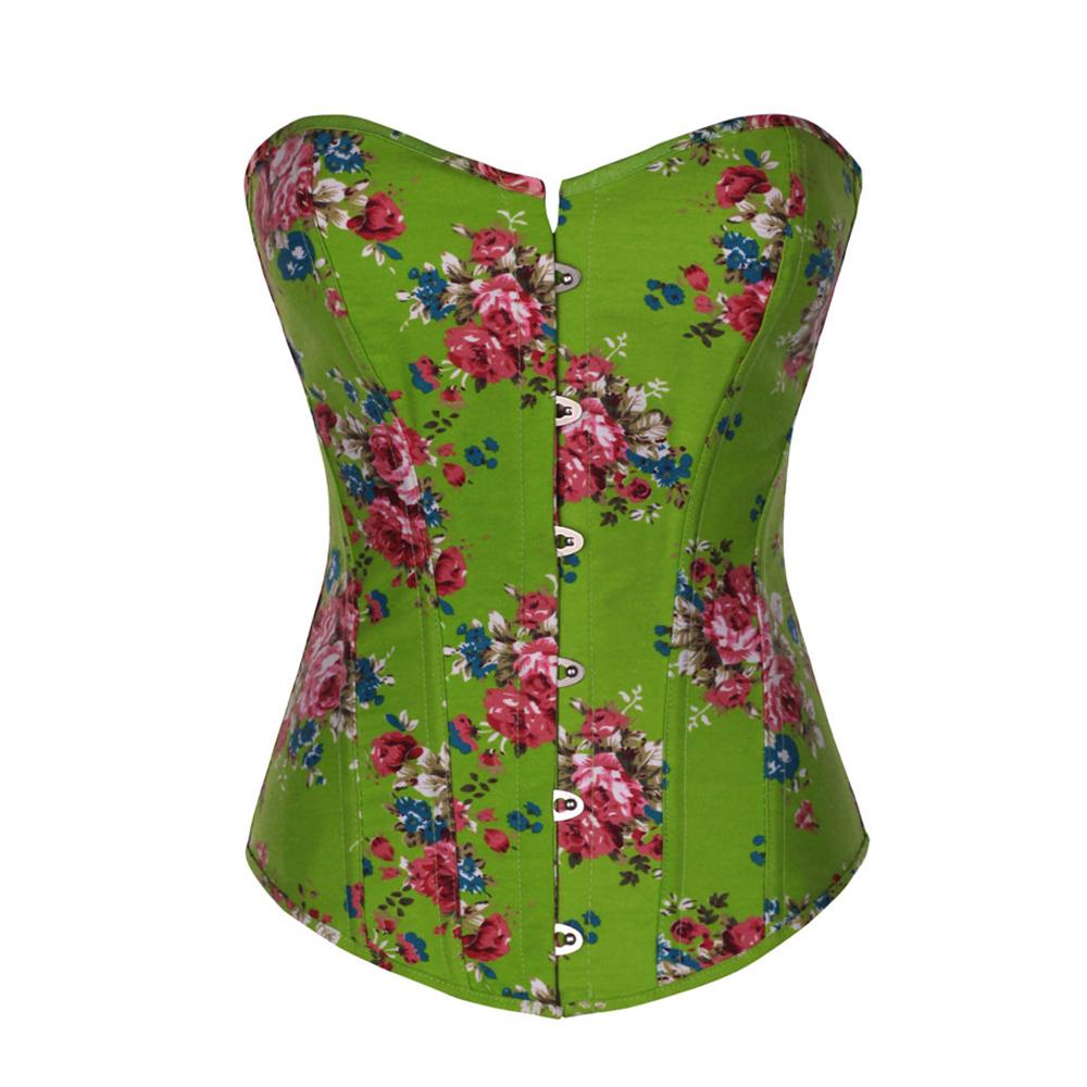 Kinky Cloth 200001885 Green / S Lolita Flower Corset Overbust Corselet