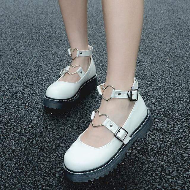 Kinky Cloth Shoes White / 35 Lolita Heart Shoes