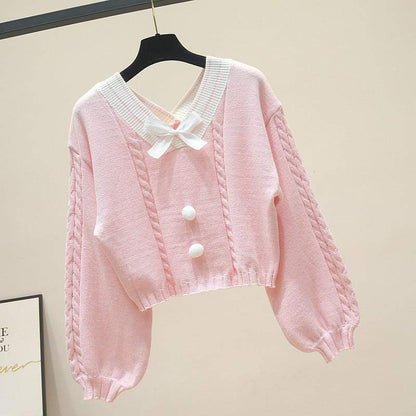 Kinky Cloth 200000373 Pink / One Size Lolita Knitted Sweater with Bow