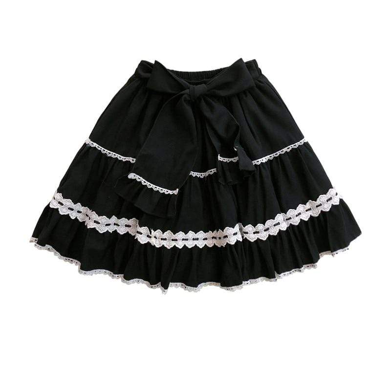 Kinky Cloth 349 Black / One Size Lolita Lace Bow High Skirt