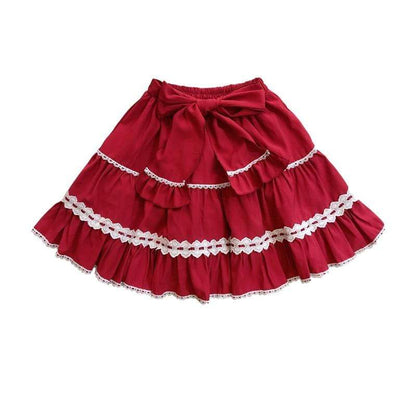 Kinky Cloth 349 Red / One Size Lolita Lace Bow High Skirt