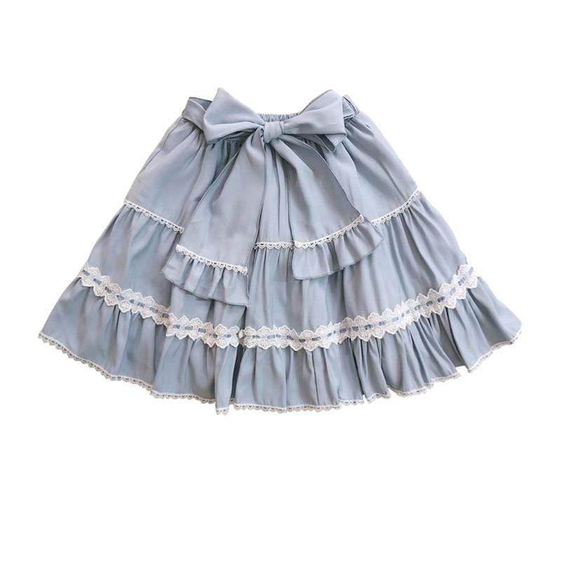 Kinky Cloth 349 Sky Blue / One Size Lolita Lace Bow High Skirt