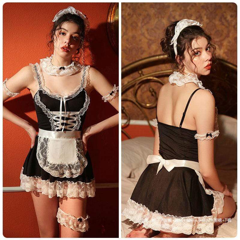 Kinky Cloth 200003989 Black / M / Maid Lolita Lace Maid Uniform