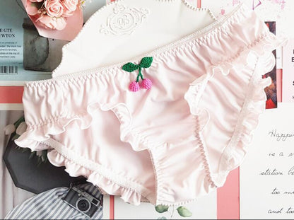 Kinky Cloth 351 Pink / M Lolita Strawberry Cherry Ruffle Panties