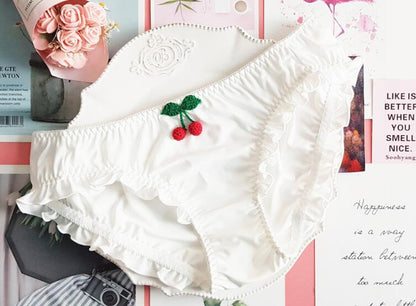 Kinky Cloth 351 White / M Lolita Strawberry Cherry Ruffle Panties