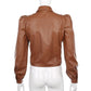 Kinky Cloth 200000346 Long Puff Sleeve PU Leather Blouse