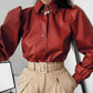 Kinky Cloth 200000346 Red / S Long Puff Sleeve PU Leather Blouse