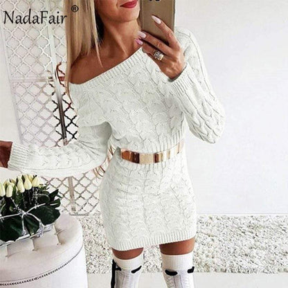 Long Sleeve Knitted Sweater Dress