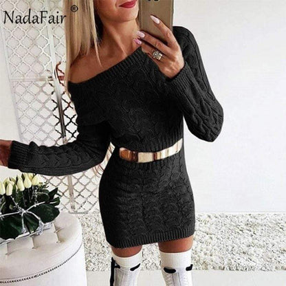 Long Sleeve Knitted Sweater Dress