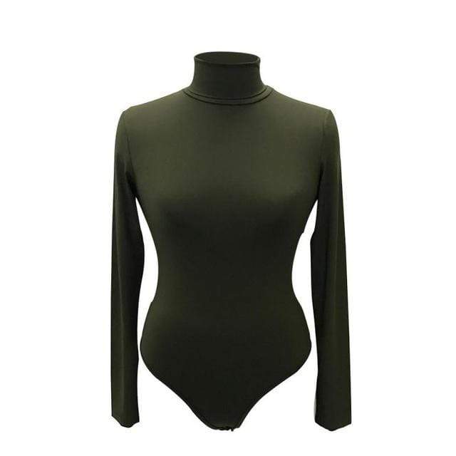 Kinky Cloth Bodysuit Green / L Long Sleeve Turtle Neck Bodysuit