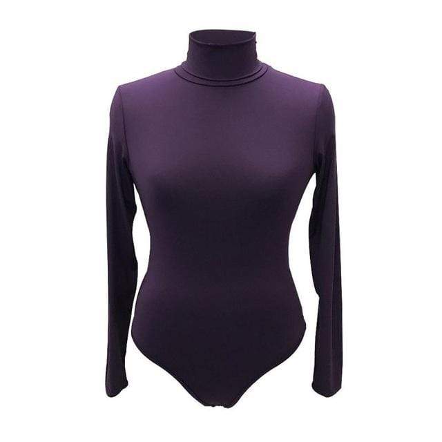 Kinky Cloth Bodysuit Purple / L Long Sleeve Turtle Neck Bodysuit