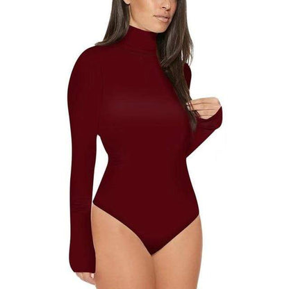 Kinky Cloth Bodysuit Red Wine / L Long Sleeve Turtle Neck Bodysuit