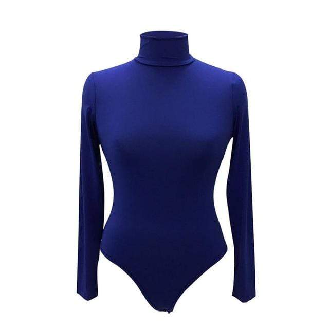 Kinky Cloth Bodysuit Royal Blue / L Long Sleeve Turtle Neck Bodysuit