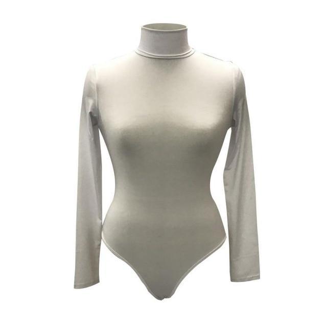 Kinky Cloth Bodysuit White / L Long Sleeve Turtle Neck Bodysuit