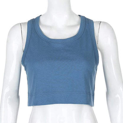 Kinky Cloth 200000790 Blue / S Loose Ribbed Cropped Tank Top