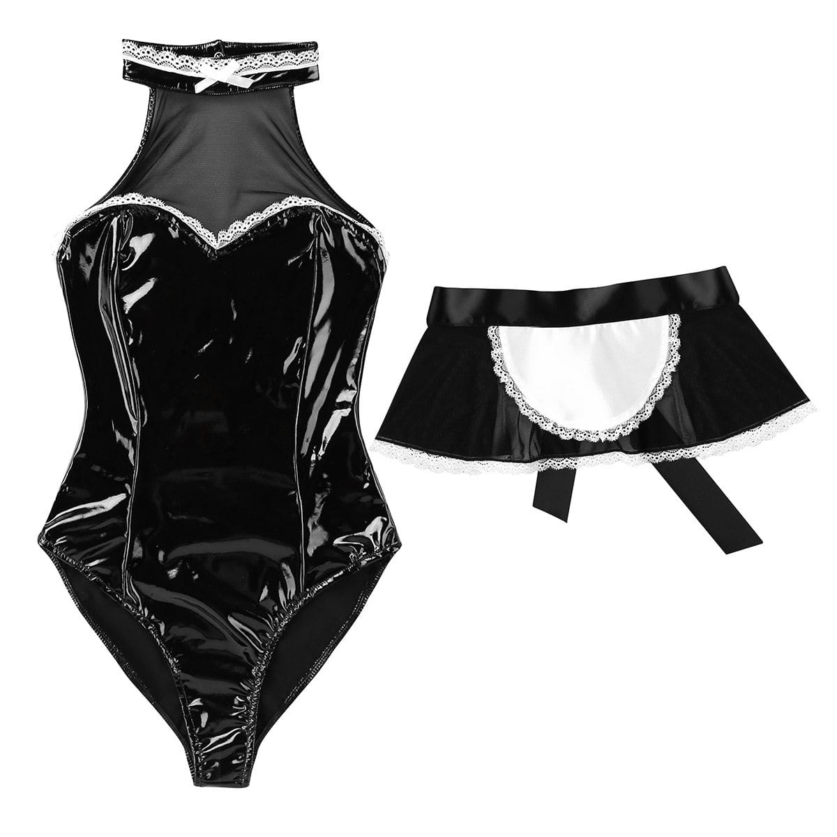 Kinky Cloth 200003986 Maid Costume Halter Jumpsuit with Apron