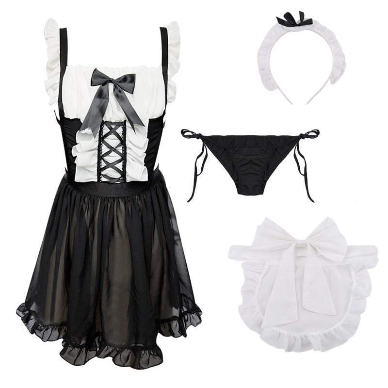 Kinky Cloth 200003986 Without Stockings / One Size Maid Lingerie Set Outfit