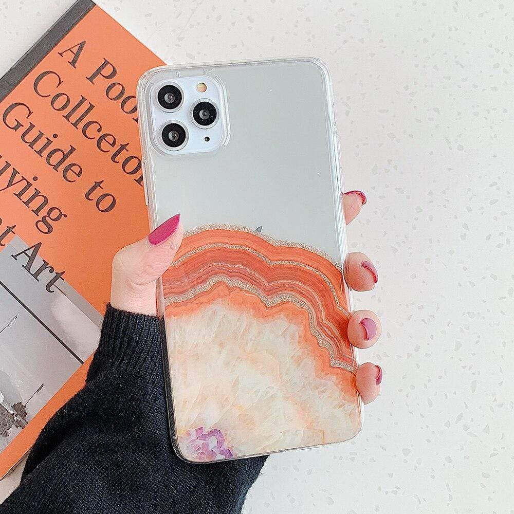 Kinky Cloth 380230 Orange / For 7 Plus or 8 Plus Marble Agate Glitter Clear iPhone Case