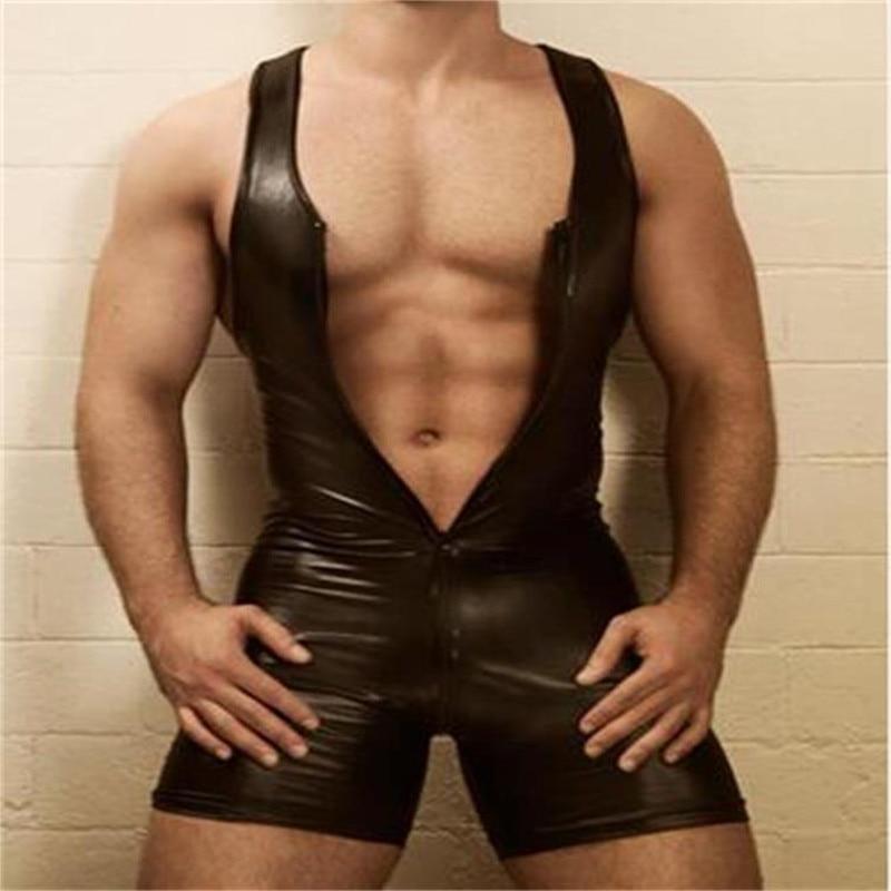 Kinky Cloth 200001800 Men Wet Look Leather Bodysuit