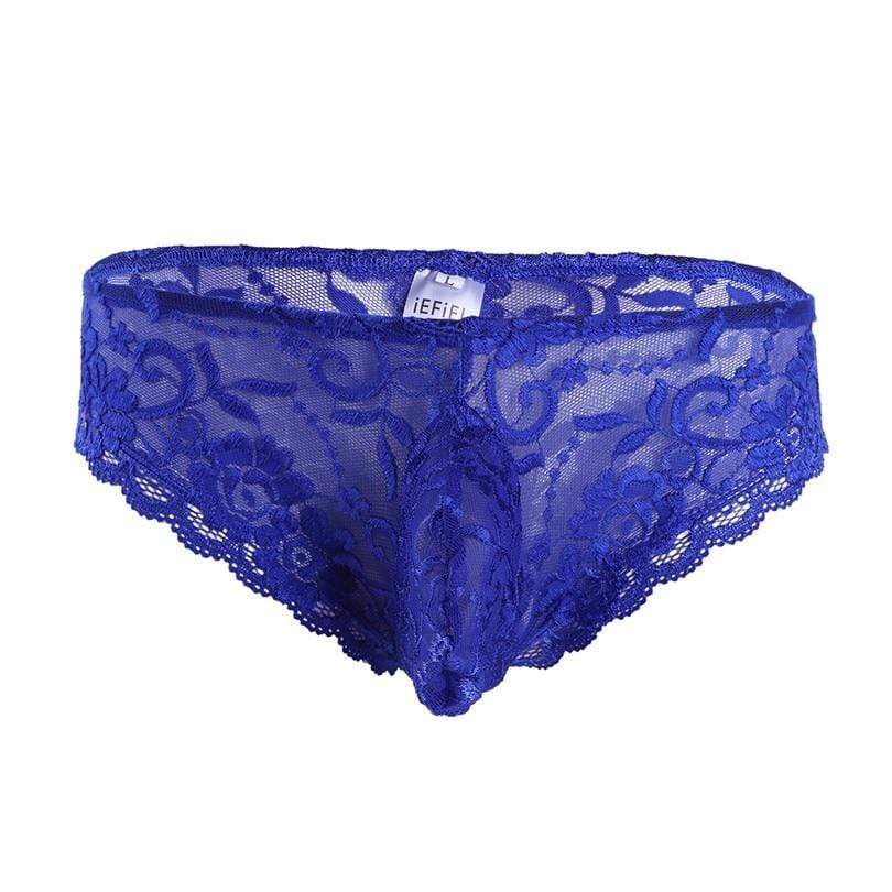 Kinky Cloth 200001799 Blue / M Mens Floral Lace Bulge Pouch Brief