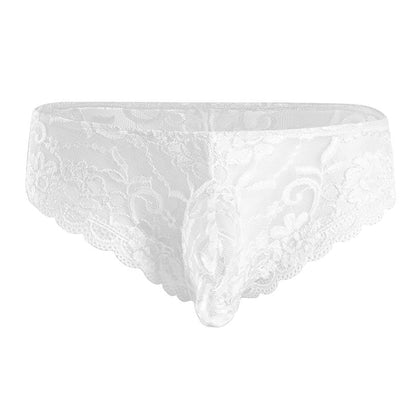 Kinky Cloth 200001799 White / M Mens Floral Lace Bulge Pouch Brief