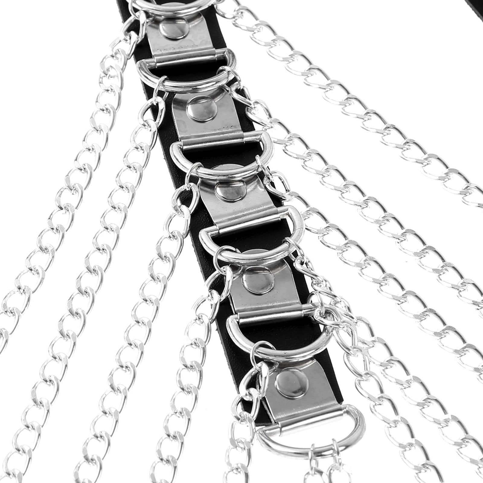 Kinky Cloth 200000298 Mens Metal Chain Leather Chest Harness