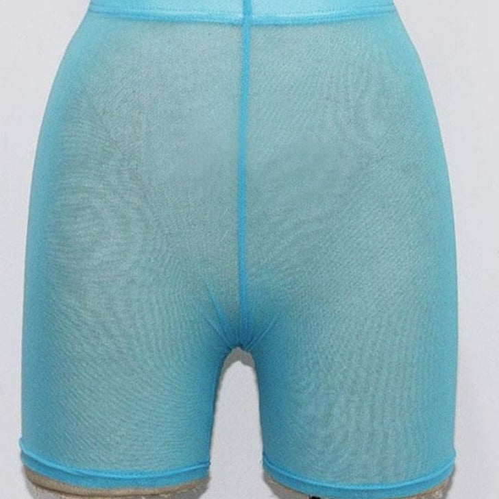 Kinky Cloth sky blue / S Mesh High Waist Shorts
