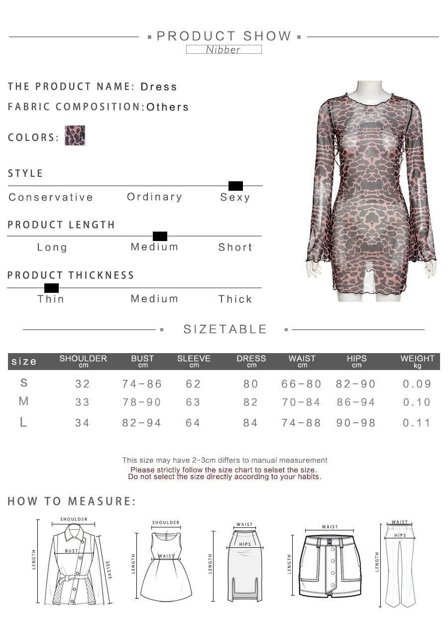 Kinky Cloth 200000347 Mesh Leopard Backless Dress