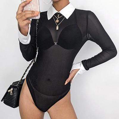 Kinky Cloth Bodysuit Black Bodysuit / L Mesh Longsleeve Bodysuit