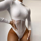 Kinky Cloth 201236202 White / L Mesh Patchwork Transparent Bodysuit