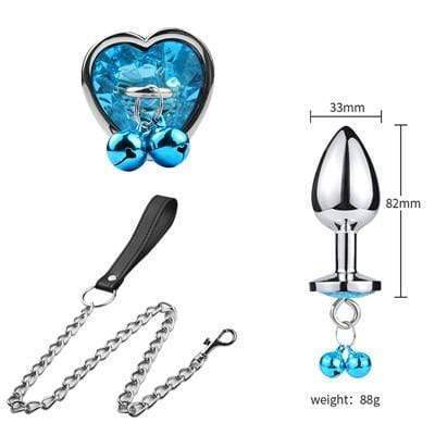 Kinky Cloth Accessories M-blue Metal Plug with Leash