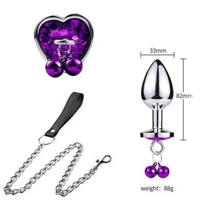 Kinky Cloth Accessories M-deep-purple Metal Plug with Leash