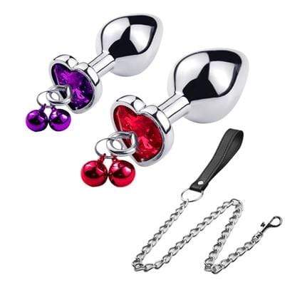 Kinky Cloth Accessories S-purple-M-red Metal Plug with Leash