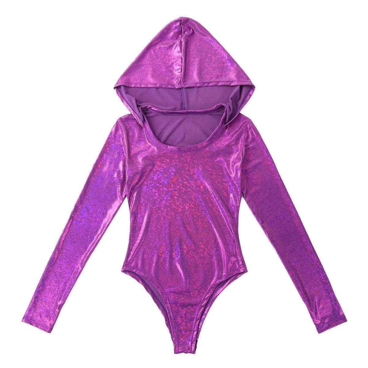 Kinky Cloth 201236202 Metallic Romper Hooded Bodysuit