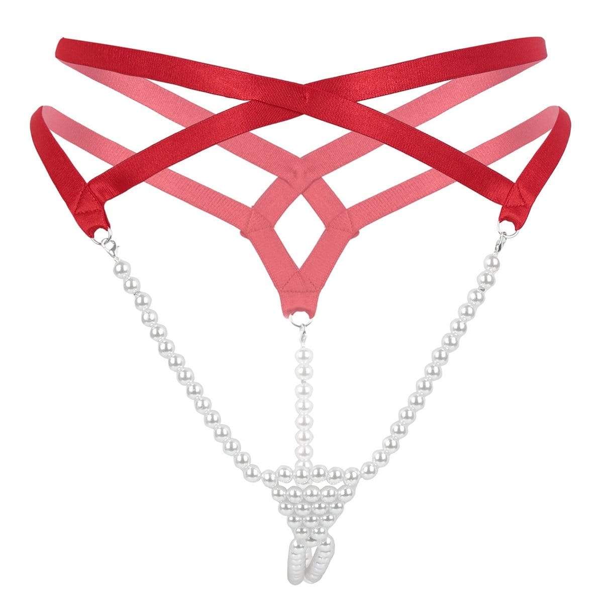 Kinky Cloth 200001799 Red A / One Size Mini Slip Pearl Thong Harness